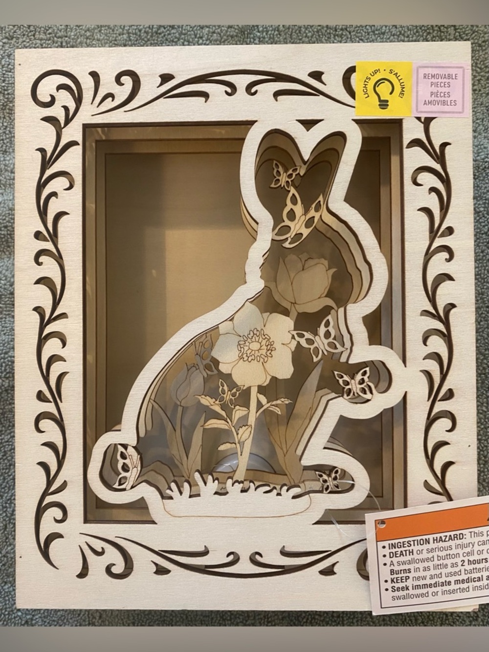 Makers Market Light Up LED Wooden Bunny Shadow Box Paint It Yourself Craft Kit